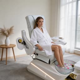 Luxury Electric Pedicure Chair with Foot Bath, Reclining Massage Nail Spa Chair for Salon