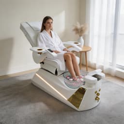 Luxury Electric Pedicure Chair with Foot Bath, Reclining Massage Nail Spa Chair for Salon