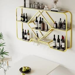 Bottle Rack Wine Rack Wall Mounted Bar Shelves With Hanging Wine Glass Rack Holder Floating Bar Whiskey Shelf Kitchen Storage