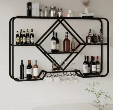 Bottle Rack Wine Rack Wall Mounted Bar Shelves With Hanging Wine Glass Rack Holder Floating Bar Whiskey Shelf Kitchen Storage