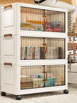 Heavy Duty Foldable Storage Cabinet with Wheels – Multi-layer Baby Wardrobe & Toy Organizer for Bedroom, Space-Saving for Kids