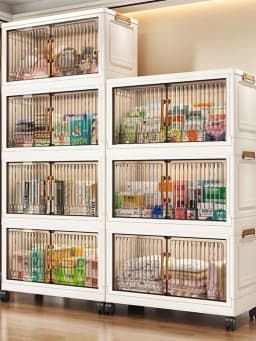Heavy Duty Foldable Storage Cabinet with Wheels – Multi-layer Baby Wardrobe & Toy Organizer for Bedroom, Space-Saving for Kids