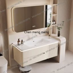 YL17 Integrated Storage Bathroom Cabinet Organized Oak Wood Shower Organizer Bathroom Cabinet Makeup Mirror Mobile Bagno Furnitu