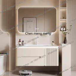 YL17 Integrated Storage Bathroom Cabinet Organized Oak Wood Shower Organizer Bathroom Cabinet Makeup Mirror Mobile Bagno Furnitu