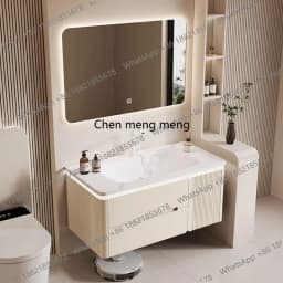 YL17 Integrated Storage Bathroom Cabinet Organized Oak Wood Shower Organizer Bathroom Cabinet Makeup Mirror Mobile Bagno Furnitu