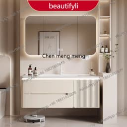 YL17 Integrated Storage Bathroom Cabinet Organized Oak Wood Shower Organizer Bathroom Cabinet Makeup Mirror Mobile Bagno Furnitu