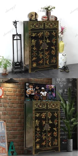N138Solid wood light luxury shoe cabinet small apartment household door simple modern living room retro entrance cabinet