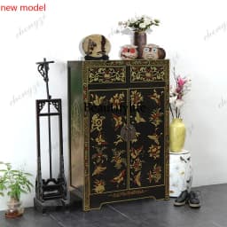 N138Solid wood light luxury shoe cabinet small apartment household door simple modern living room retro entrance cabinet