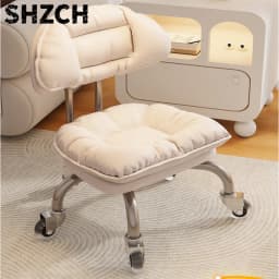 Silent Caster Rolling Low Stool Multi-functional Shoe Changing Stool Comfortable Backrest Sliding Seat Living Room Lazy Stools