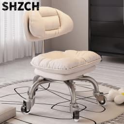 Silent Caster Rolling Low Stool Multi-functional Shoe Changing Stool Comfortable Backrest Sliding Seat Living Room Lazy Stools