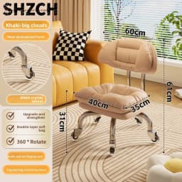 Silent Caster Rolling Low Stool Multi-functional Shoe Changing Stool Comfortable Backrest Sliding Seat Living Room Lazy Stools