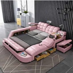 European King Double Bed Wood Queen Headrest Multifunctional Double Bed Twin Smart Luzko Wielofunkcyjne Furniture For Bedroom