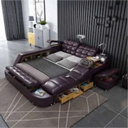 European King Double Bed Wood Queen Headrest Multifunctional Double Bed Twin Smart Luzko Wielofunkcyjne Furniture For Bedroom