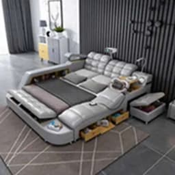 European King Double Bed Wood Queen Headrest Multifunctional Double Bed Twin Smart Luzko Wielofunkcyjne Furniture For Bedroom