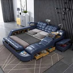 European King Double Bed Wood Queen Headrest Multifunctional Double Bed Twin Smart Luzko Wielofunkcyjne Furniture For Bedroom