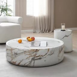 Modern Artistic Travertine Table Living Room Household Furniture Designer Selection Round Marble Tea Table Optional Side Table