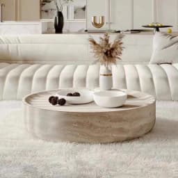 Modern Artistic Travertine Table Living Room Household Furniture Designer Selection Round Marble Tea Table Optional Side Table