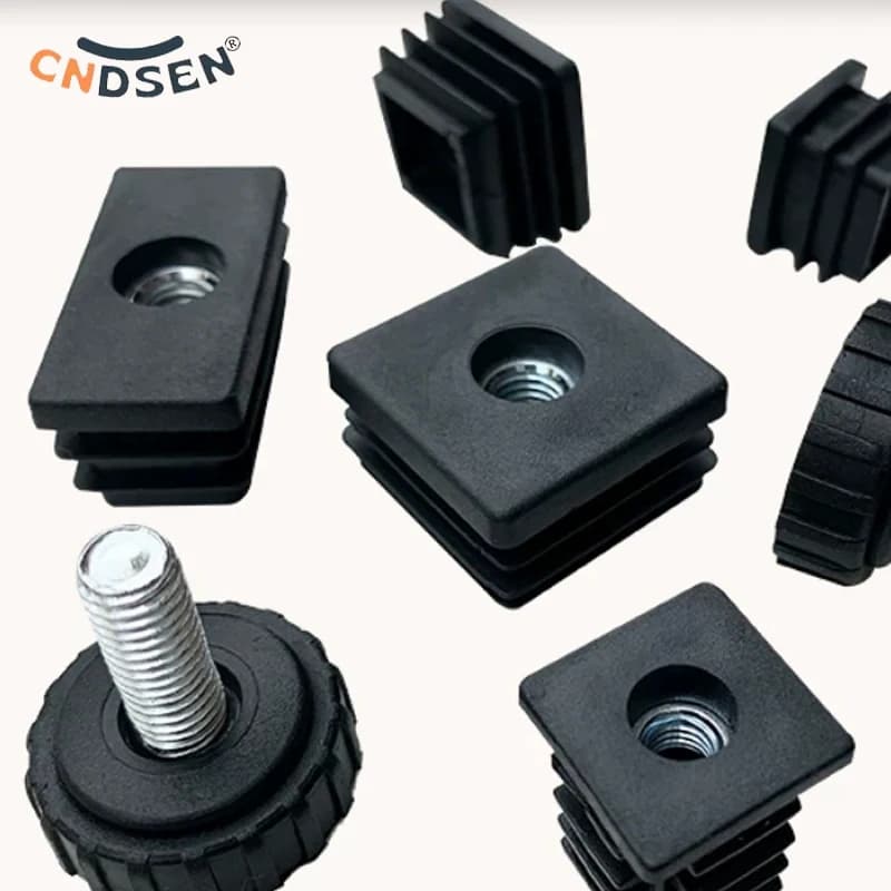  Black/Transparent Adjustable Screw M8 M10 Black Square Round Plastic Pipe Plugs Anti Slip Shock Absorber Leveling Foot Pad