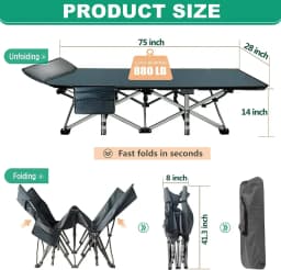 Custom Folding Camping Tent Cot, Heavy Duty Sleeping Cots With Carry Bag, Double Layer Oxford Portable Travel Camp Bed For Home