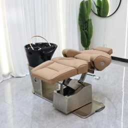Motorized Semi Recline Hair Shampoo Bed Ceramic Basin Professional for Commercial Hair Salon Barbershop