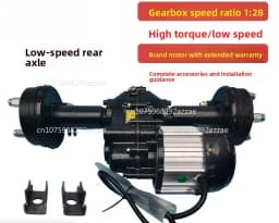 Electric Tricycle Motor Rear Axle Assembly, Variable Speed Power Assist Gearbox, High Torque Drum Brake
