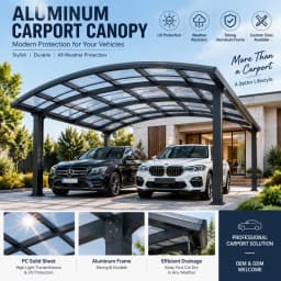 Custom Modern Aluminum Carport, Motorized Louver Roof Pergola with Solar Power System for Outdoor Car Parking Shelter Yard