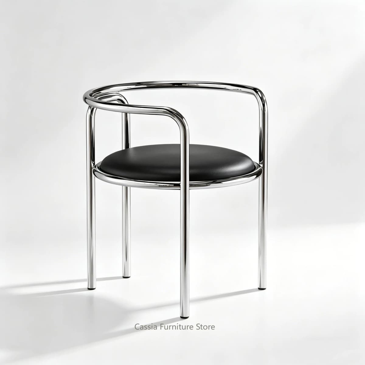 Stainless Steel Armchair with Backrest for Home, Minimalist Single Leisure Chair for Living Room, Modern Accent Seat for Bedroom