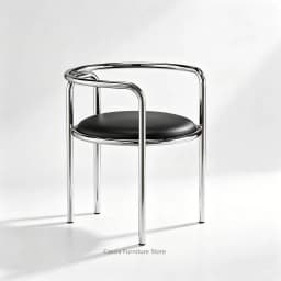 Stainless Steel Armchair with Backrest for Home, Minimalist Single Leisure Chair for Living Room, Modern Accent Seat for Bedroom