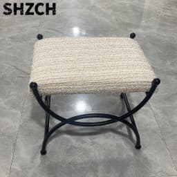 Retro Entryway Stool Metal Upholstered Ottoman Small Sofa Bench Living Room Vintage Shoe Bench Elegant Vanity Stool Customized