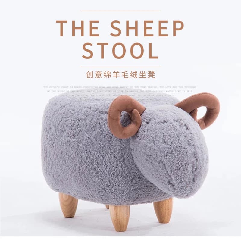 Cartoon Children's Stool, Sheep Sofa Stool,Creative Animal Stool, Home Door Shoe Changing Stool Cute Animal Modeling Furniture