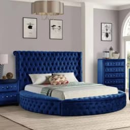 European Princess Round Bed Unique Elegant Villa Modern Double Bed Black Queen Cama Luxury Bedroom Set Furniture