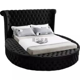 European Princess Round Bed Unique Elegant Villa Modern Double Bed Black Queen Cama Luxury Bedroom Set Furniture