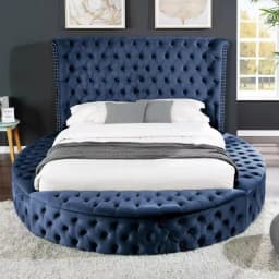 European Princess Round Bed Unique Elegant Villa Modern Double Bed Black Queen Cama Luxury Bedroom Set Furniture