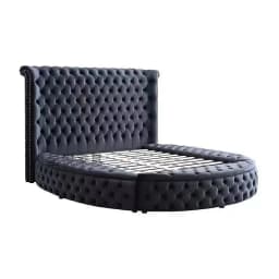 European Princess Round Bed Unique Elegant Villa Modern Double Bed Black Queen Cama Luxury Bedroom Set Furniture
