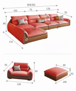 Modern Living Room Sectional Sofa With Comfort Cushions And Synthetic Leather Upholstery For Family Seating And Home Lounge Use