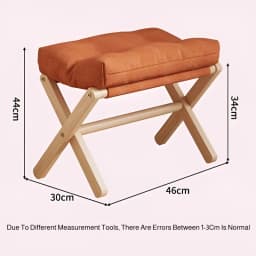 Portable Wooden Footrest Stool with Plush Cotton Padding for Living Room and Hallway Seating