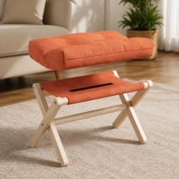 Portable Wooden Footrest Stool with Plush Cotton Padding for Living Room and Hallway Seating