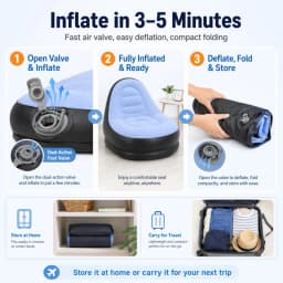 Flocking Inflatable Lazy Sofa Set with Foot Stool, Portable Foldable Air Sofa Chair, Indoor Bedroom Outdoor Camping Leisure Infl