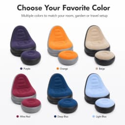 Flocking Inflatable Lazy Sofa Set with Foot Stool, Portable Foldable Air Sofa Chair, Indoor Bedroom Outdoor Camping Leisure Infl