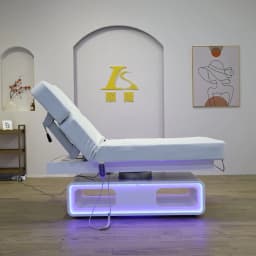 Electric Massage Bed with LED Light Base, 3 Motor Adjustable Reclining Facial Bed for Spa Salon Beauty Tattoo Lash Table