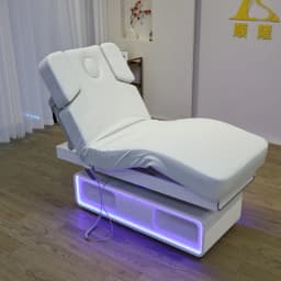 Electric Massage Bed with LED Light Base, 3 Motor Adjustable Reclining Facial Bed for Spa Salon Beauty Tattoo Lash Table