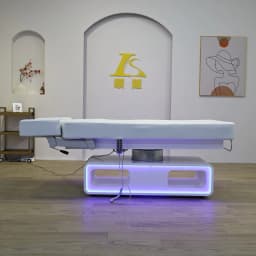 Electric Massage Bed with LED Light Base, 3 Motor Adjustable Reclining Facial Bed for Spa Salon Beauty Tattoo Lash Table