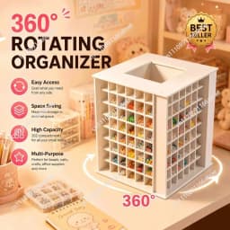 Desktop bean storage box, bottle and can grid sorting, rotating rack ornament,multi-grid classification storage rack