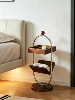 Creative Mini Simple Coffee Table Household Medieval Solid Wood Storage Magazine Rack Space-Saving Multi-Functional End Tables