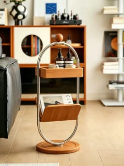 Creative Mini Simple Coffee Table Household Medieval Solid Wood Storage Magazine Rack Space-Saving Multi-Functional End Tables