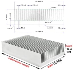 1pcs Width 20-130mm Aluminum Heat Sink Heatsink Radiator Heating Heat Dissipation Cooling for LED COB Light Power IC Transistor