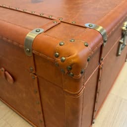 Medieval style living room leather case, coffee table storage box, retro oil wax leather hard box, coffee table rectangular coff