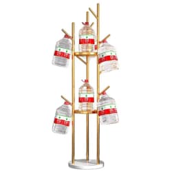 Luxury Metal Freestanding Coat Rack Tree Shape Garment Rack Adjustable Height Coat Stand with Storage Shelves for Hallway Home