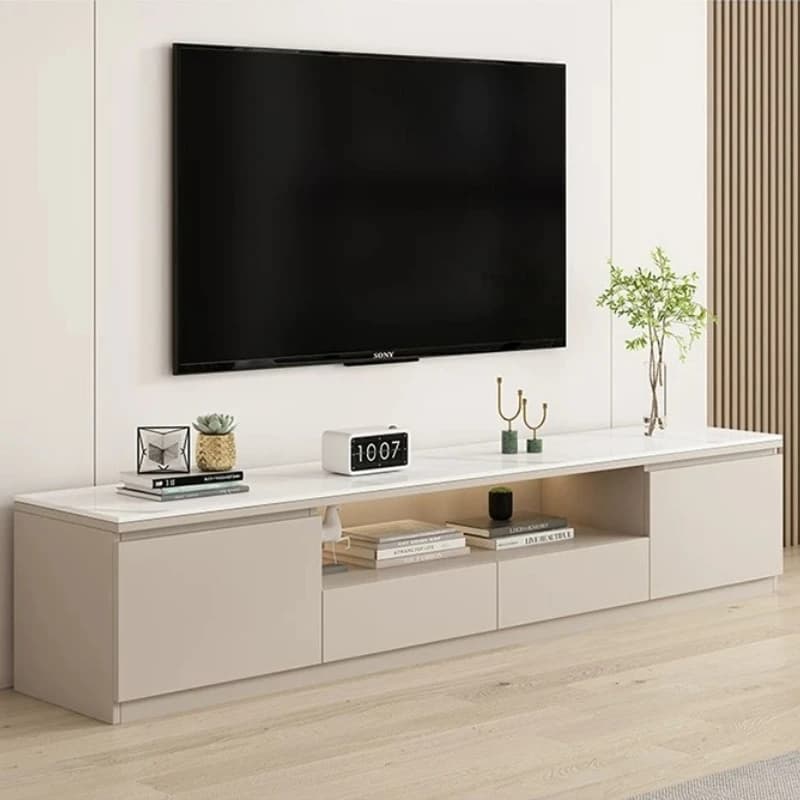 Living Room Furniture Rock Slab TV Cabinet Living Room Solid Wood Drawers Entertainment Display Floor Mid Century Tv Stands