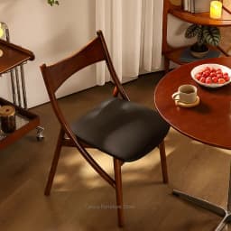 Mid-Century Upholstered Solid Wood Dining Chair for Small Apartment, Creative Single Backrest Seat for Restaurant.